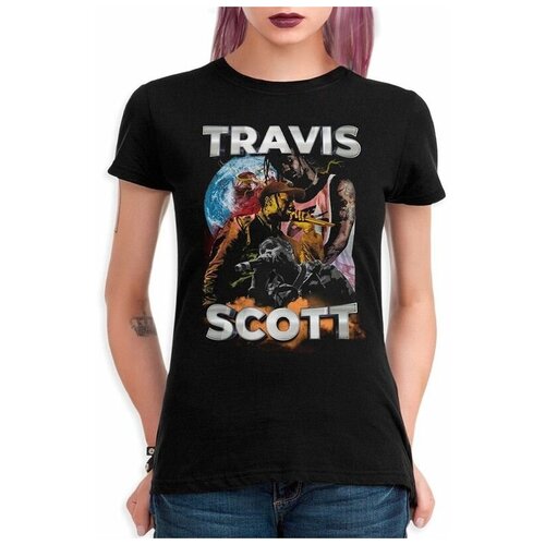 Футболка Design Heroes Трэвис Скотт / Travis Scott Женская Черная 2XL