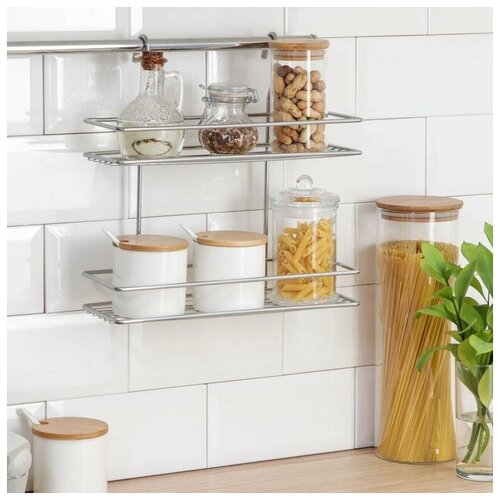 Полка для рейлинга прямая 2-х ярусная 3010317 см d16 мм цвет хром 1743₽