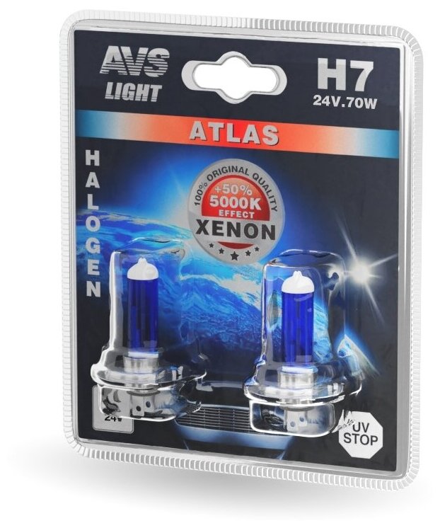 Галогенная лампа AVS ATLAS/5000К/H7.24V.70W. блистер- 2шт.