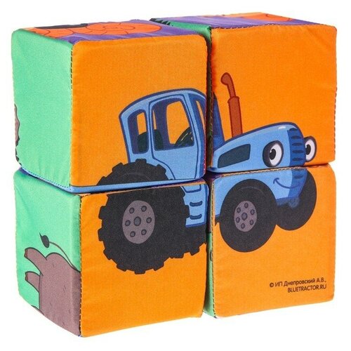 Игрушка мягконабивная «Синий трактор: Зверята», кубики, 4 шт, 8 × 8 см синий трактор iq кубики синий трактор животные 4 шт