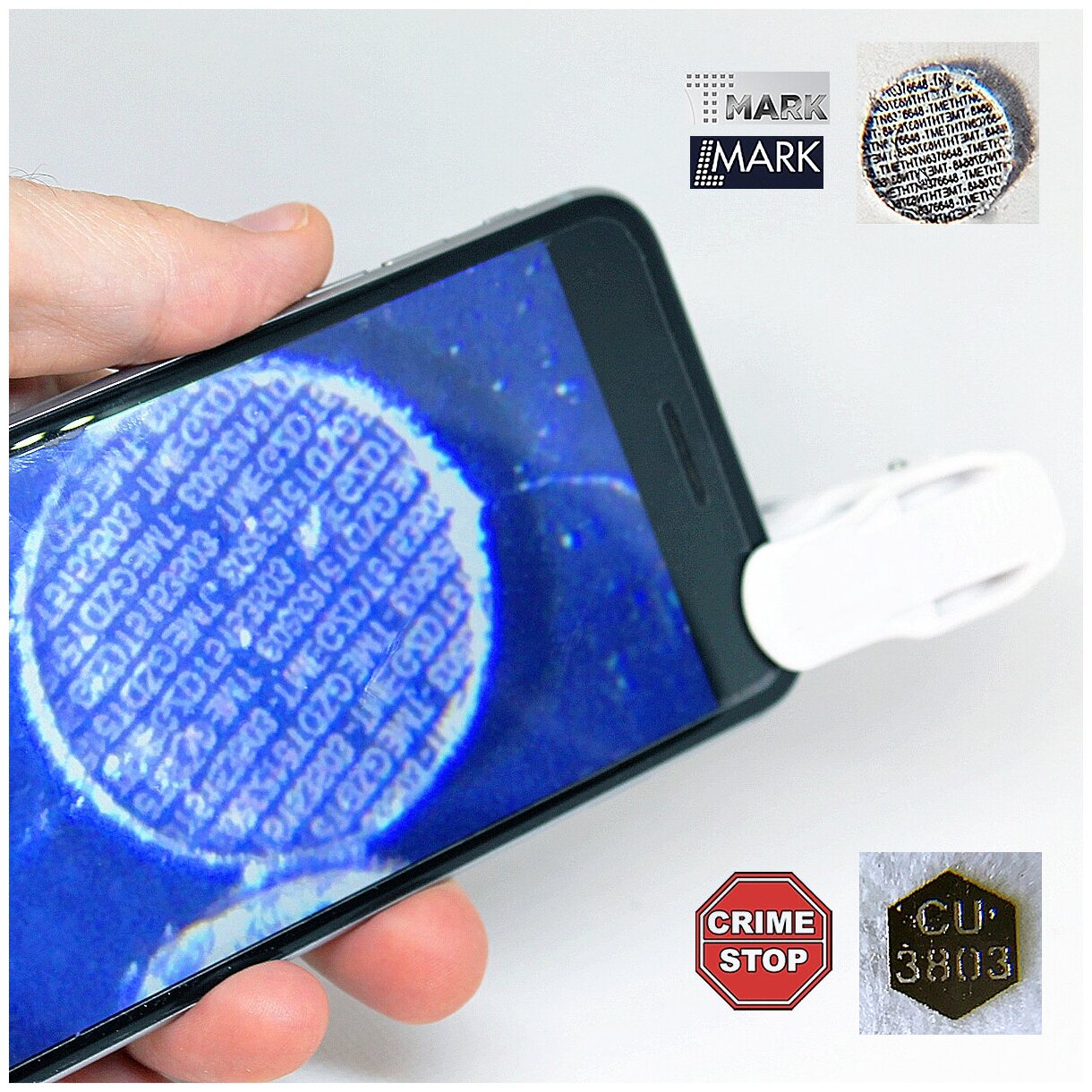 Мобильный микроскоп для смартфона зум 60Х подсветка LED ультрафиолет + белый свет