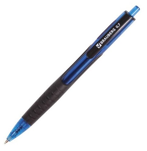 Ручка шариковая Brauberg Масляная автомат. Phantom, 0,7 мм, линия 0,35 мм, резиновый упор, синяя (BPR120)