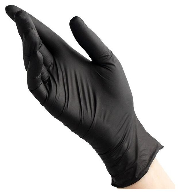 Перчатки медицинские нитрил нестерил. текстур. на пальцах черные BENOVY, XS 50 пар/уп