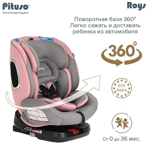 Автокресло для детей Pituso Roys Rose Grey/Розово-Серый