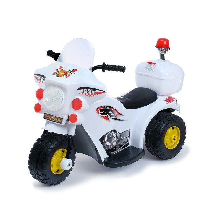 Электромобиль "Мотоцикл шерифа", цвет белый