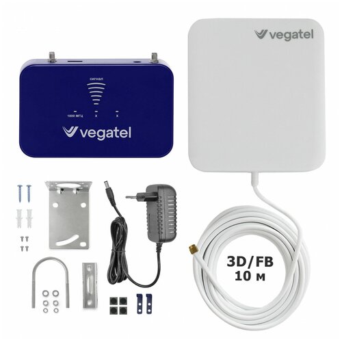Комплект VEGATEL PL-1800 усилитель сотовой связи 2G и интернета 3G 4G LTE комплект для усиления интернета дача макс 3