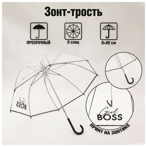 Зонт механика, купол 88 см, обратное сложение, прозрачный, для женщин, мультиколор