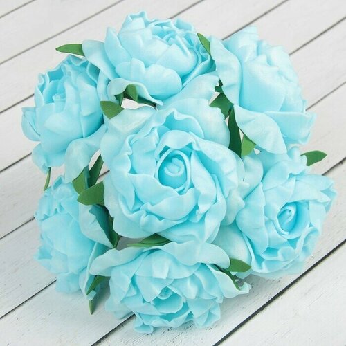 Букет Объeмный цветок 7 цветков, голубой