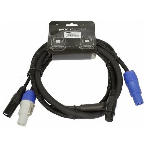 INVOTONE ADPC1002 кабель смежный 3х1.5мм & 2х0.22мм; PowerCon in/out - XLR DMX in/out; 2 м кабель dmx на метраж invotone ipcdmx 6м