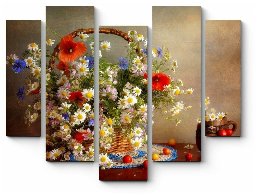 Модульная картина Корзина полевых цветов 161x131