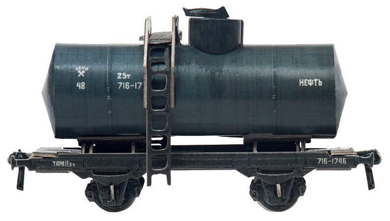 Сборная модель Умная Бумага Двухосная цистерна 25 м3 нефть (черная) (386-2) 1:87