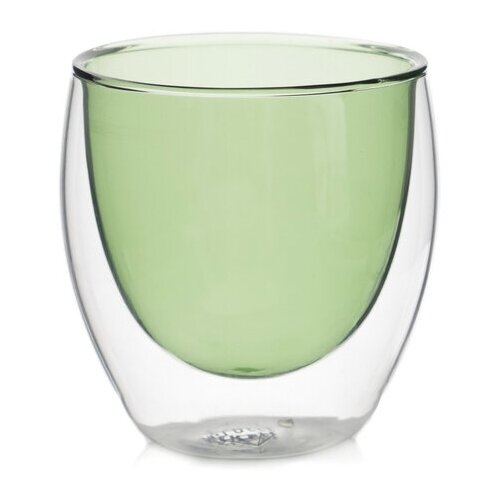 Стеклянный стакан с двойными стенками зеленого цвета, 250 мл