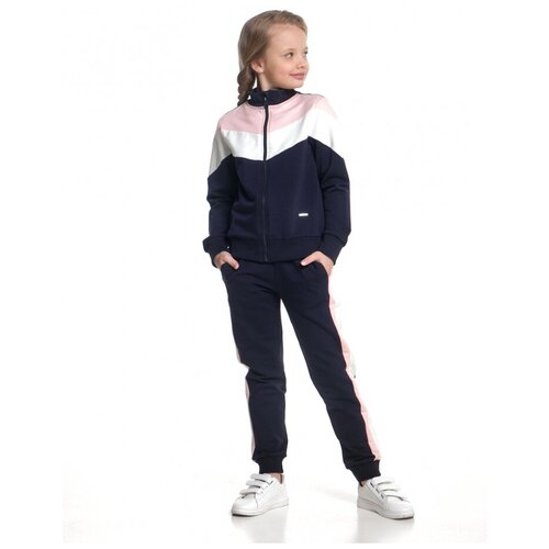 Костюм Mini Maxi для девочек, толстовка и брюки, размер 146, розовый, синий