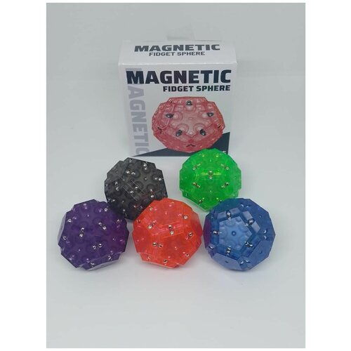 Магнитный конструктор шар антистресс, Головоломка Куб 12 фиолетовых деталей