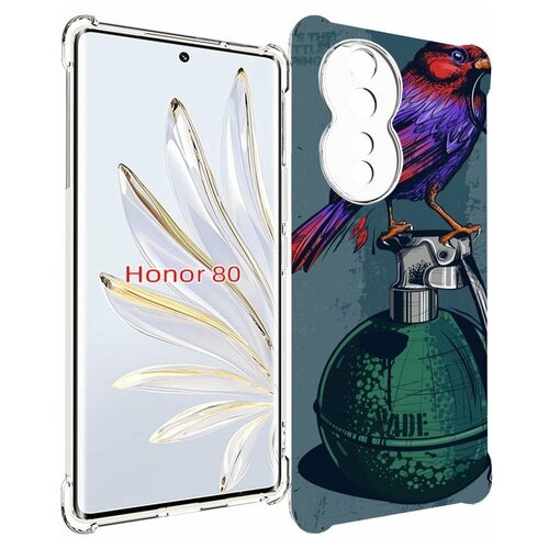 Чехол MyPads птица с гранатой для Honor 80 задняя-панель-накладка-бампер