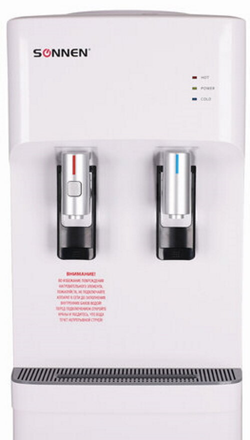Кулер для воды SONNEN FSE-02H, напольный, нагрев/охлаждение электронное, 2 крана, белый, 454997, BD522