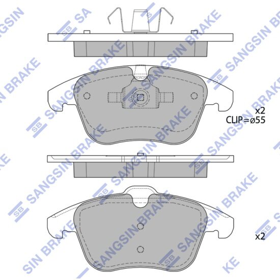 Колодки тормозные передние Sangsin Brake для Ford Galaxy, Mondeo, S-Max, 4 шт