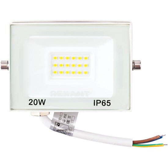 Светодиодный прожектор Rexant 20 Вт, 200-240 В, IP65, 1600 Лм, 2700 K, белый