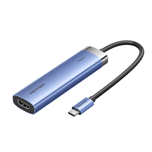USB HUB Type-C 3.0 Разветвитель 5 в 1 / Vention адаптер HDMI 4K длинна кабеля 0.15м, арт. TGESB