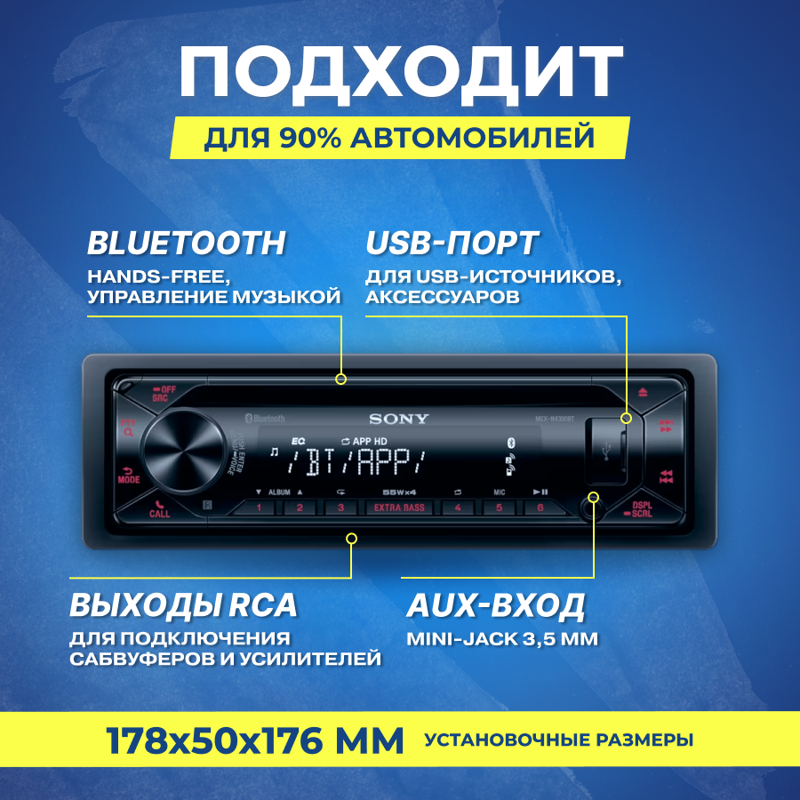 Автомагнитола Sony MEX-N4300BT - фото №9