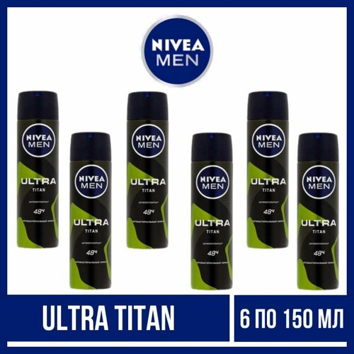 Комплект 6 шт, Дезодорант-спрей Nivea Men Ultra Titan, 6 шт. по 150 мл.