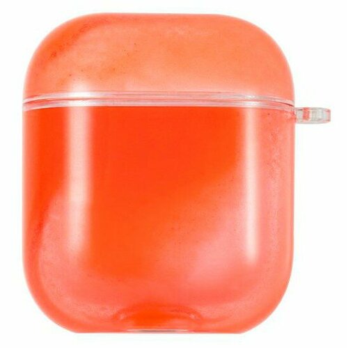 Чехол пластиковый Kingxbar со шнурком для Airpods 2, прозрачный, оранжевый песок (41)