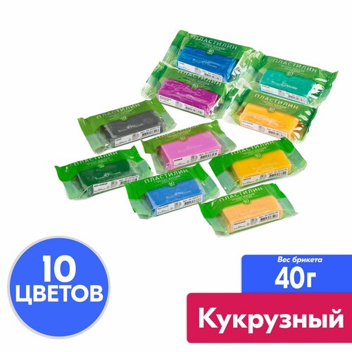 Пластилин Bruno Visconti. Профессиональная серия. Кукурузный, 400 г, 10 штук в наборе. Набор 4