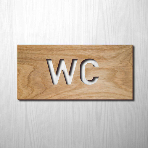 Табличка информационная на дверь туалета WC / Фанера 3 мм / 21х10 см / прямоугольная табличка wc 250х80мм пластик