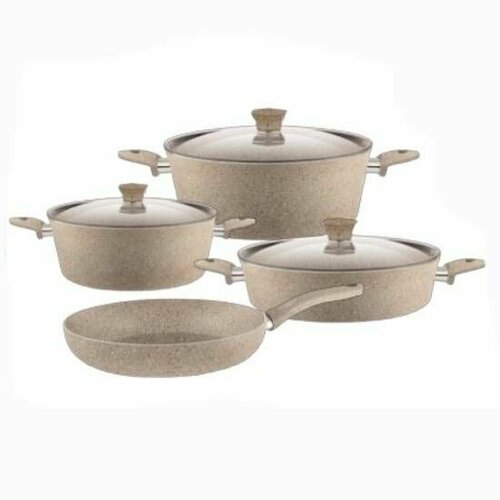 Набор посуды для приготовления Kitchenstar Granite belly кремовый 7 предметов для индукционной плиты 17685₽