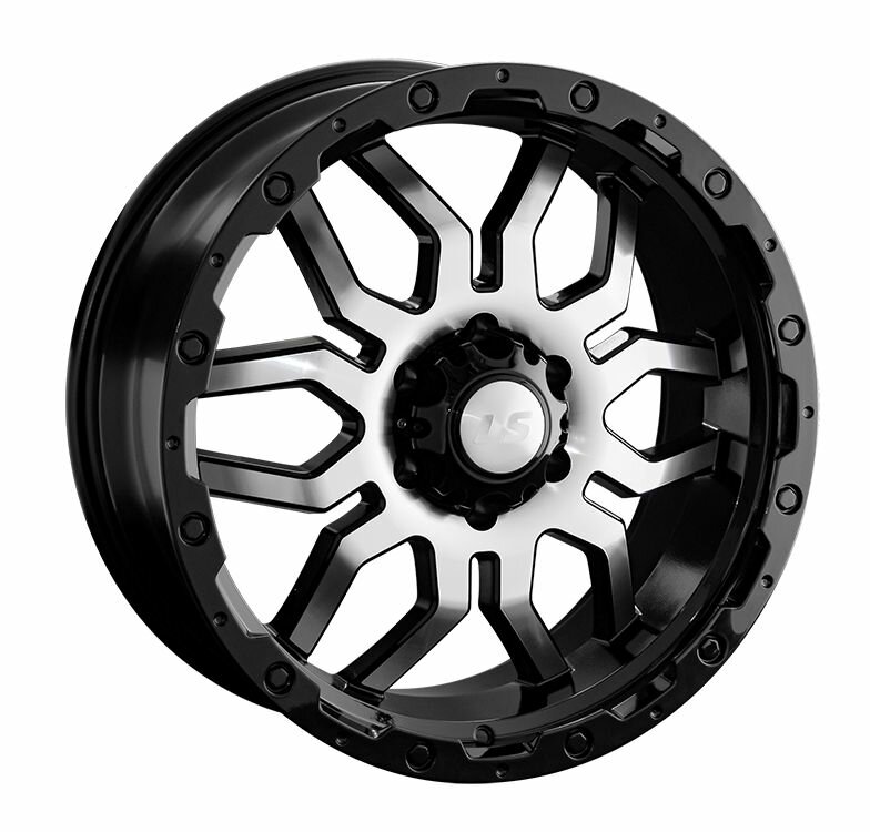 Колесный диск LS LS1285 17x8" PCD6x139,7 ET10 D110,5 черный глянцевый с полированными лучами