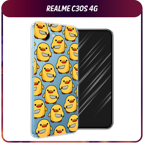 Силиконовый чехол на Realme C30S 4G / Реалми С30S 4G Утка с ножом, прозрачный силиконовый чехол на realme c30s 4g реалми с30s 4g добрый кот