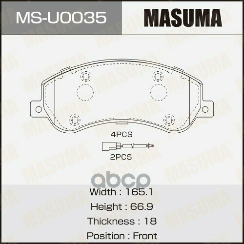 Колодки дисковые MASUMA, P85115 front (1/12) MSU0035