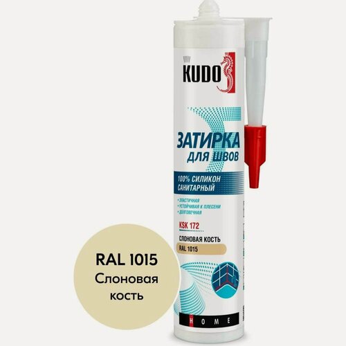 Изображение товара Герметик-затирка для швов KUDO HOME силиконовый санитарный, слоновая кость RAL 1015 KSK-172