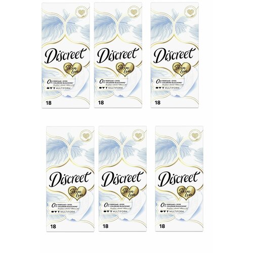 Discreet Прокладки ежедневные "Skin Love Multiform", 18 штук в упаковке, 6 упаковок