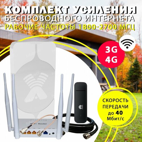 комплект для интернета 3g 4g lte huawei e3372h 320 zbt1626 petra unibox Комплект для интернета с антенной Антекс Агата 17 дБ модемом Huawei E3372H-320 и роутер ZBT WE 1626