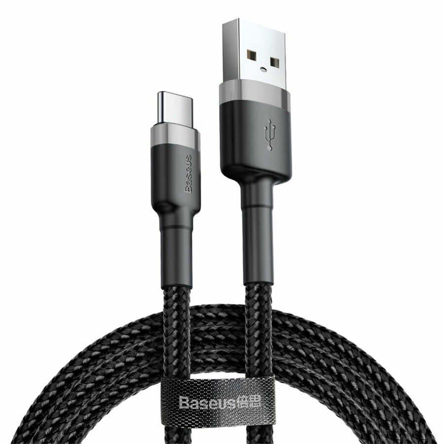 Кабель USB BASEUS Cafule USB - Type-C, 3A, 15W, 50 см, черный+серый