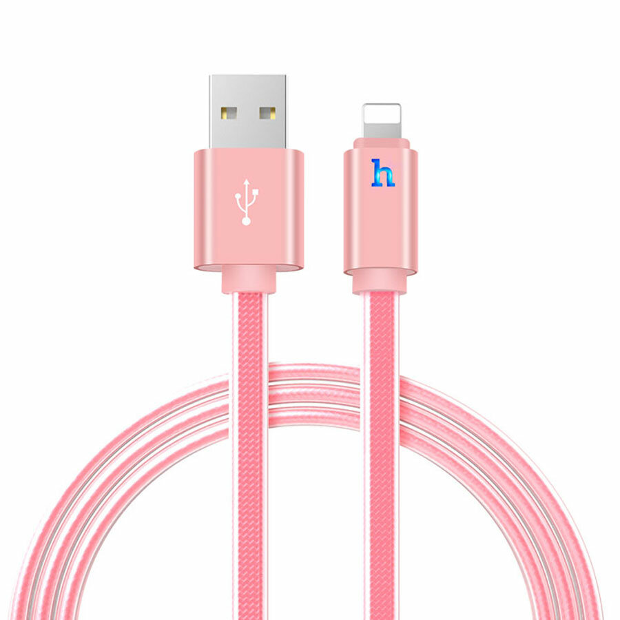 Кабель USB HOCO UPL12 Metal Jelly USB - Lightning 2.1А 1.2 м розовое золото
