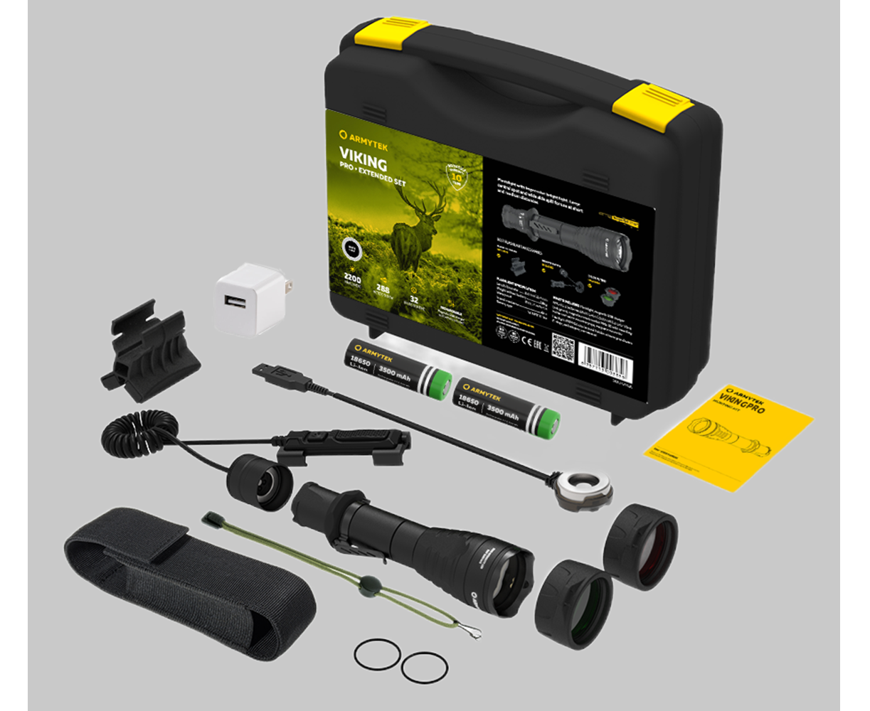 Набор охотника ARMYTEK Viking Pro Magnet USB Extended Set,2050 лм, теплый свет, F07702W