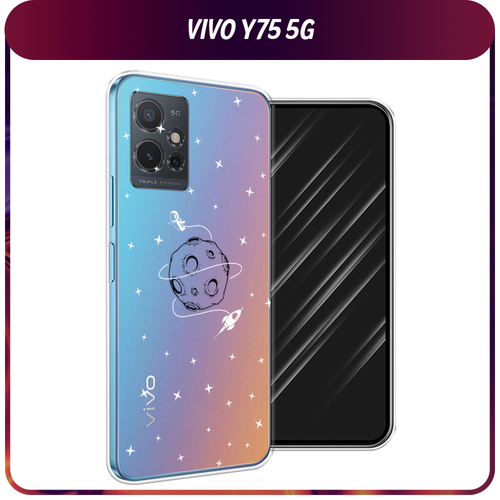 Силиконовый чехол на Vivo Y75 5G / Виво Y75 5G Полет вокруг луны, прозрачный силиконовый чехол на vivo y75 5g виво y75 5g лиса