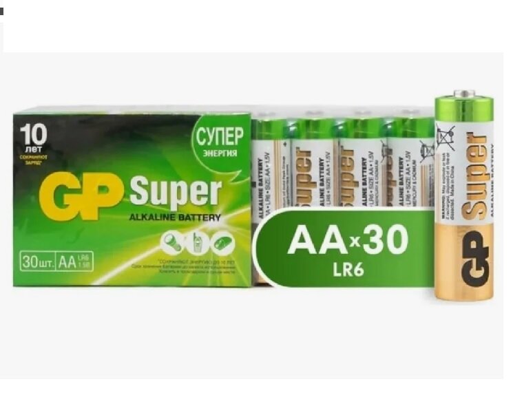 Батарейка GP Super Alkaline AA, в упаковке: 30 шт.