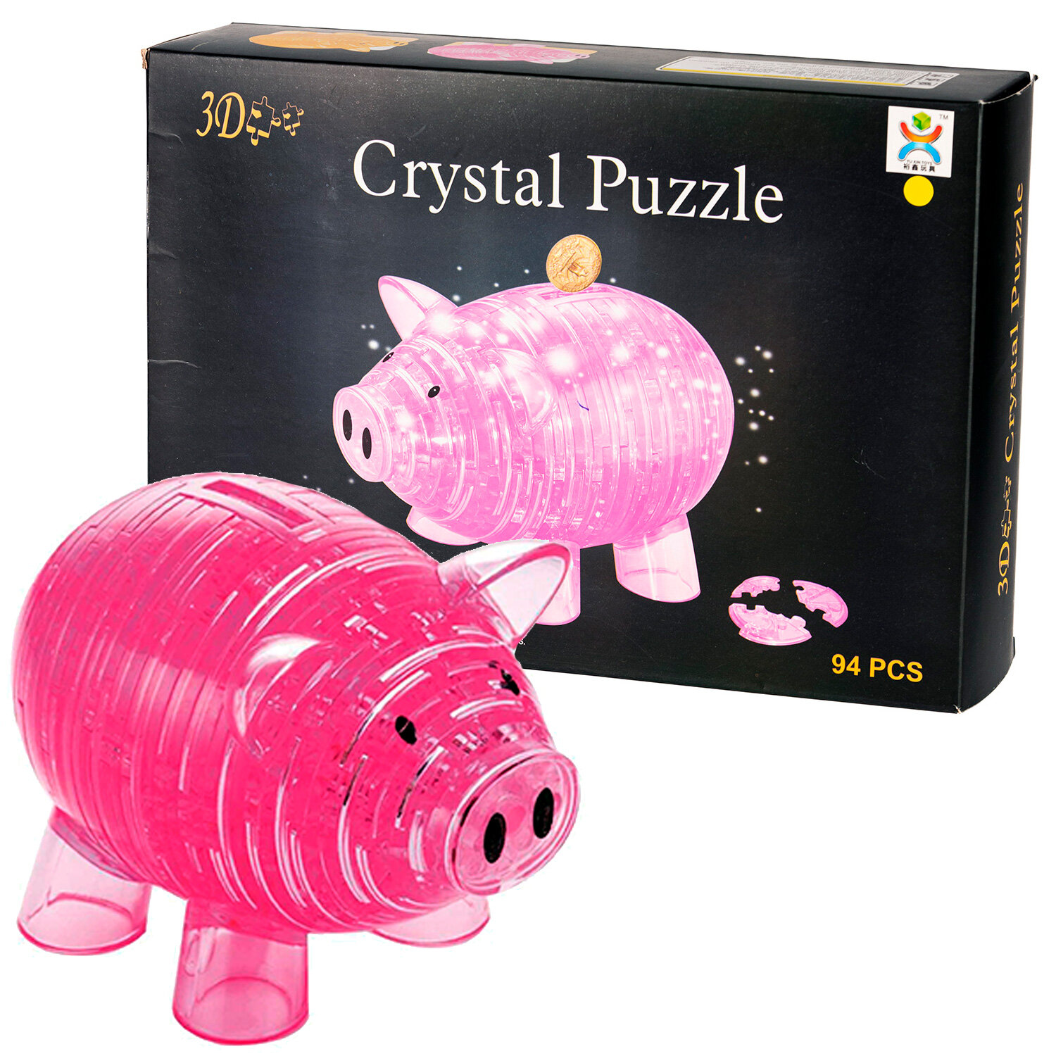 3D-Пазл Yuxin «Большая Cвинья-Копилка» Crystal Puzzle Розовая