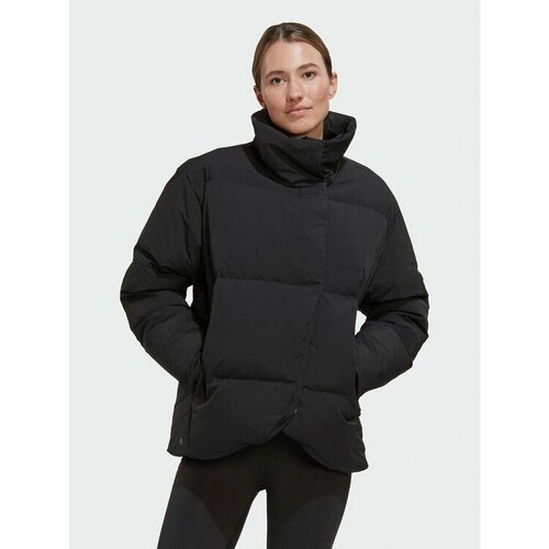 пуховик adidas big baffle jkt casual sports zipper cardigan hooded black черный Пуховик adidas, размер M [INT], черный