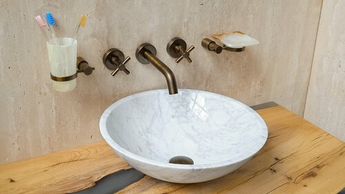 Мраморная раковина для ванной Sheerdecor Sfera 001005111 из белого натурального камня
