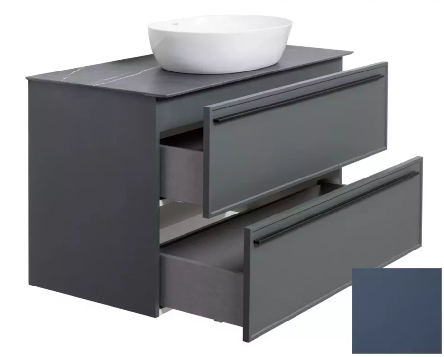 Тумба под раковину La Fenice Elba Blu Grigio Twin 100 см  подвесная  под накладную раковину  синий матовый  FNC 01 ELB BG 100 2