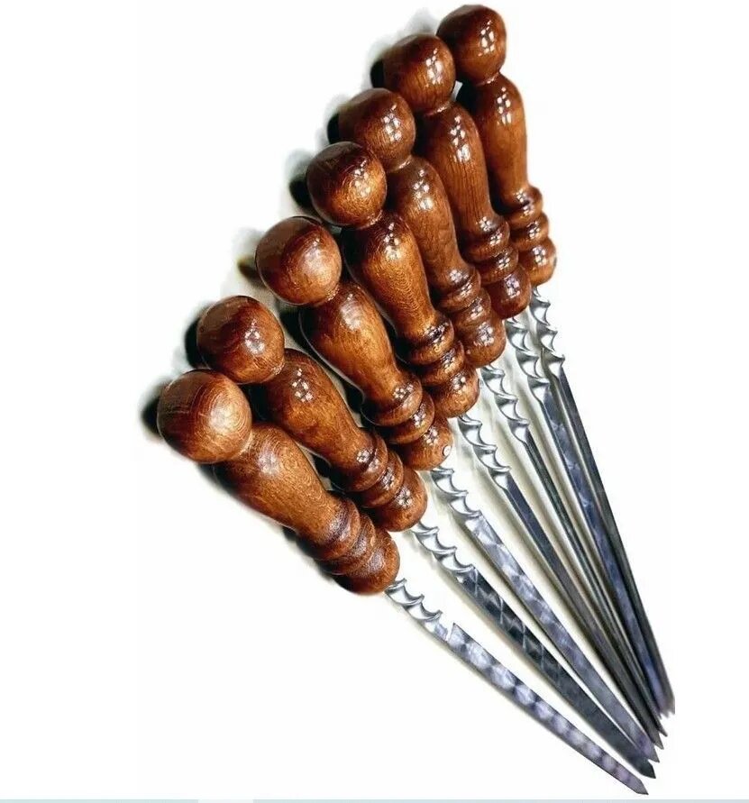 Шампуры с деревянной ручкой 8 шт шашлычный набор. Набор шампуров 50 см
