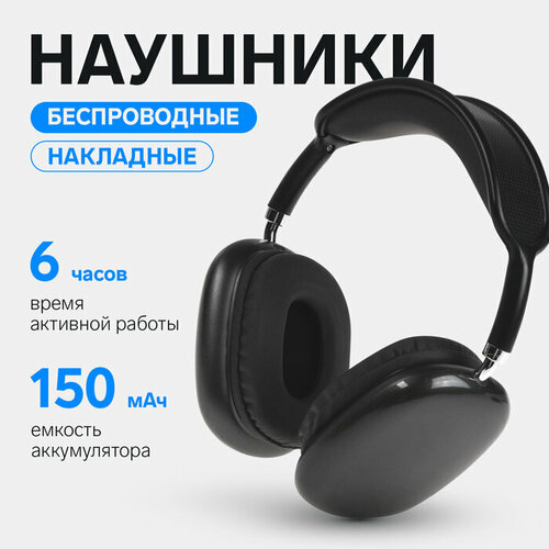 Наушники беспроводные P9 Pro Max накладные BT 50 микрофон Jack 35 мм 150 мАч чёрные 1930₽