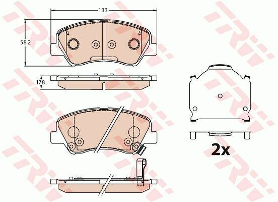 Колодки передние hyundai solaris ii 2017-> /oe parts trw gdb3630