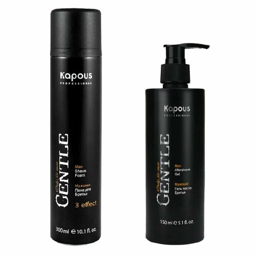 KAPOUS Мужской набор для бритья Gentlemen пена 3 effect 300 мл гель после бритья с охлаждающим эффектом 150 мл 1080₽