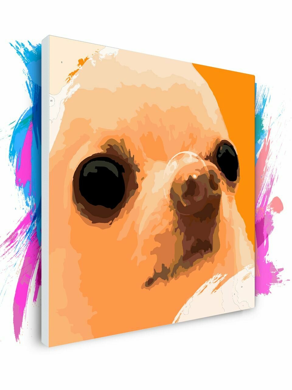 Картина по номерам на холсте Собачка с сопелькой 120 х 120 см