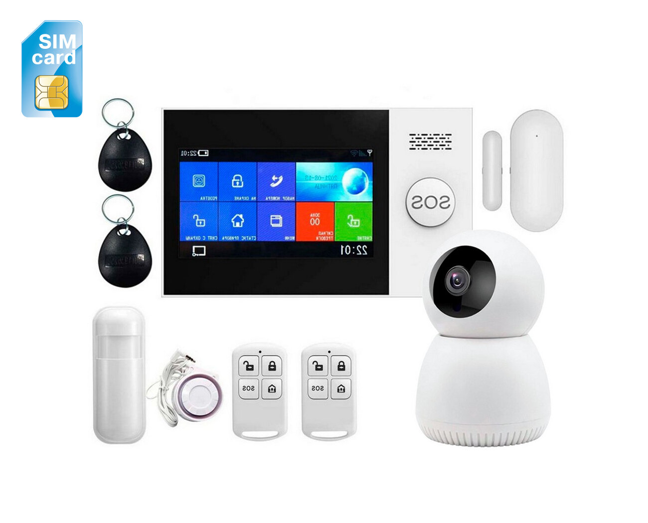 Система GSM/Wi-Fi сигнализация с видеонаблюдением: Strazh Сенсор-GSM и HD-ком 107-ASW5-8GS (Z65592EB) для дома, коттеджа и гаража